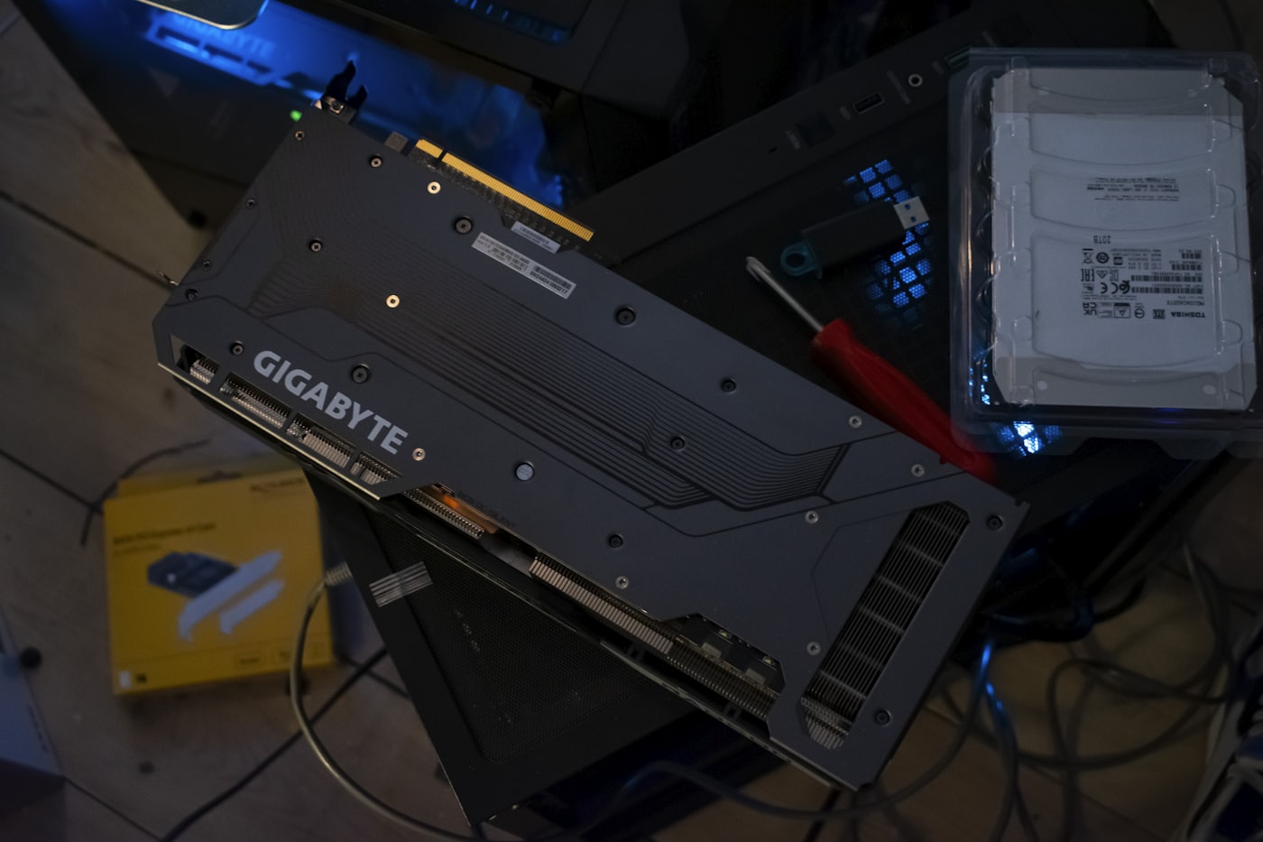 PC components laid out on a desk